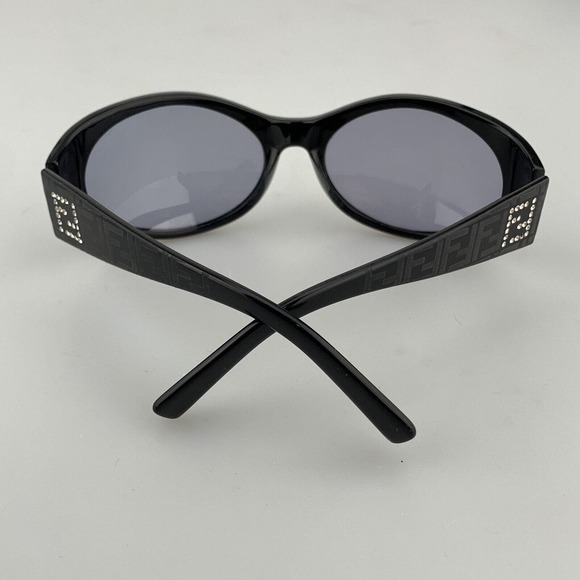 FENDI Sunglasses mod. 647 C3016 Black Oval Wrap Rhinestone Vintage Made in Italy main image 6